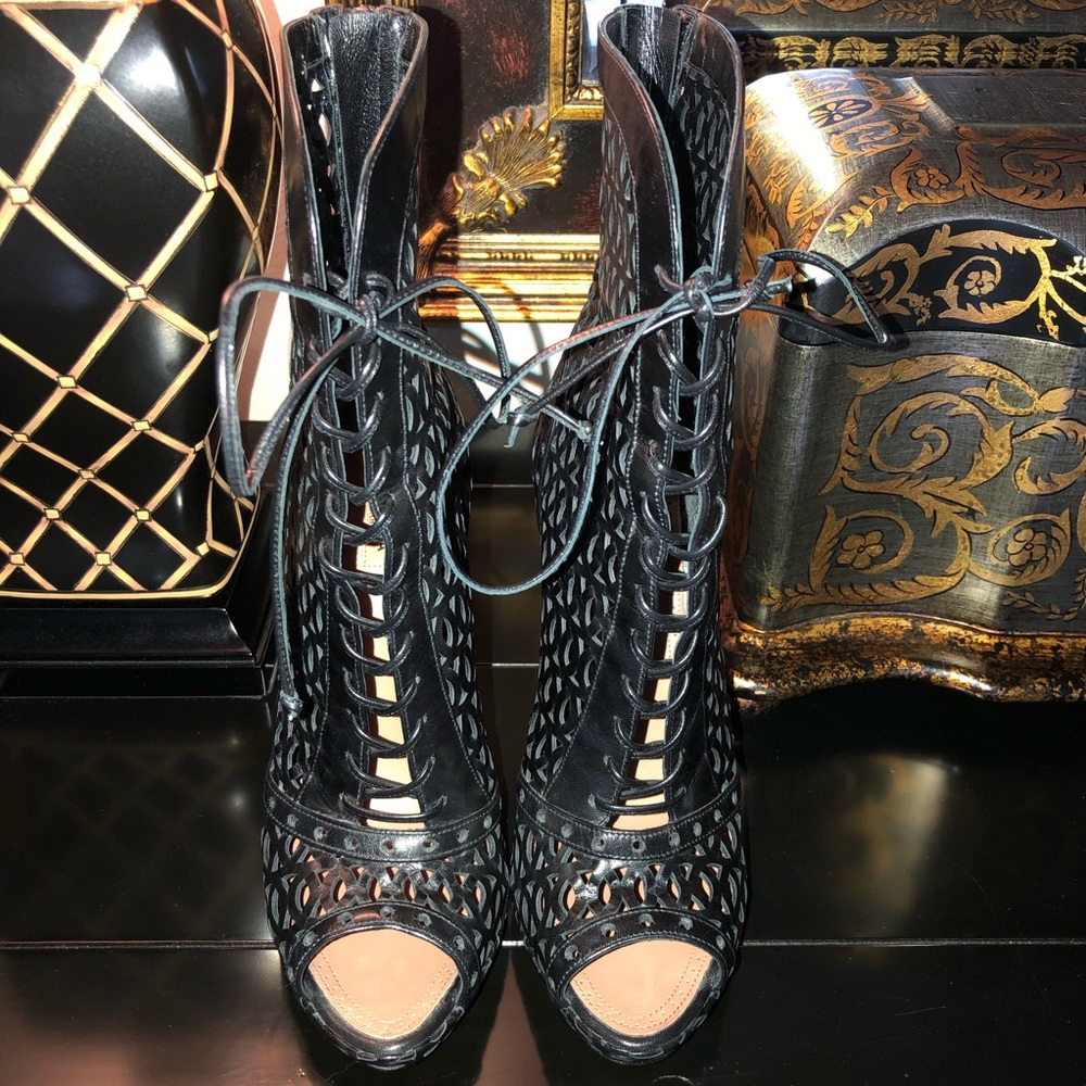 Alaia perforated laser cut booties 39.5